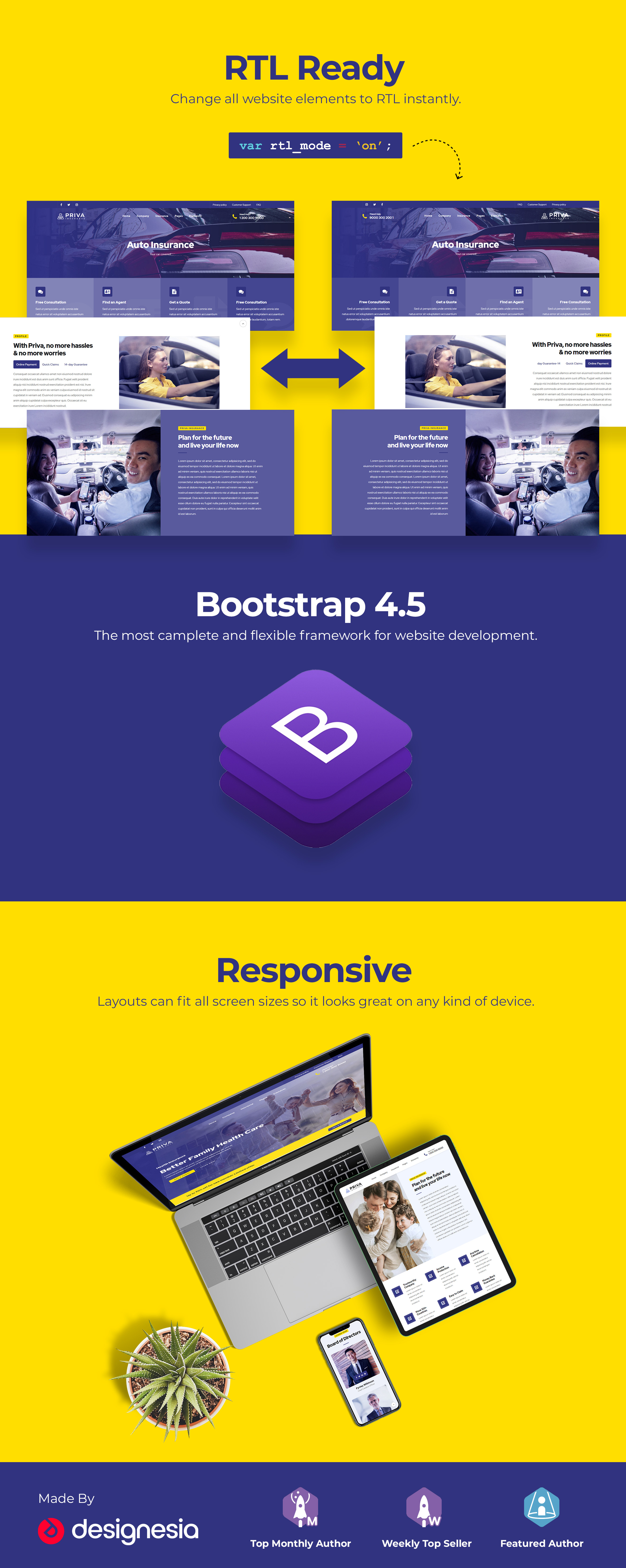 Priva - Insurance Company Website Template + RTL Support