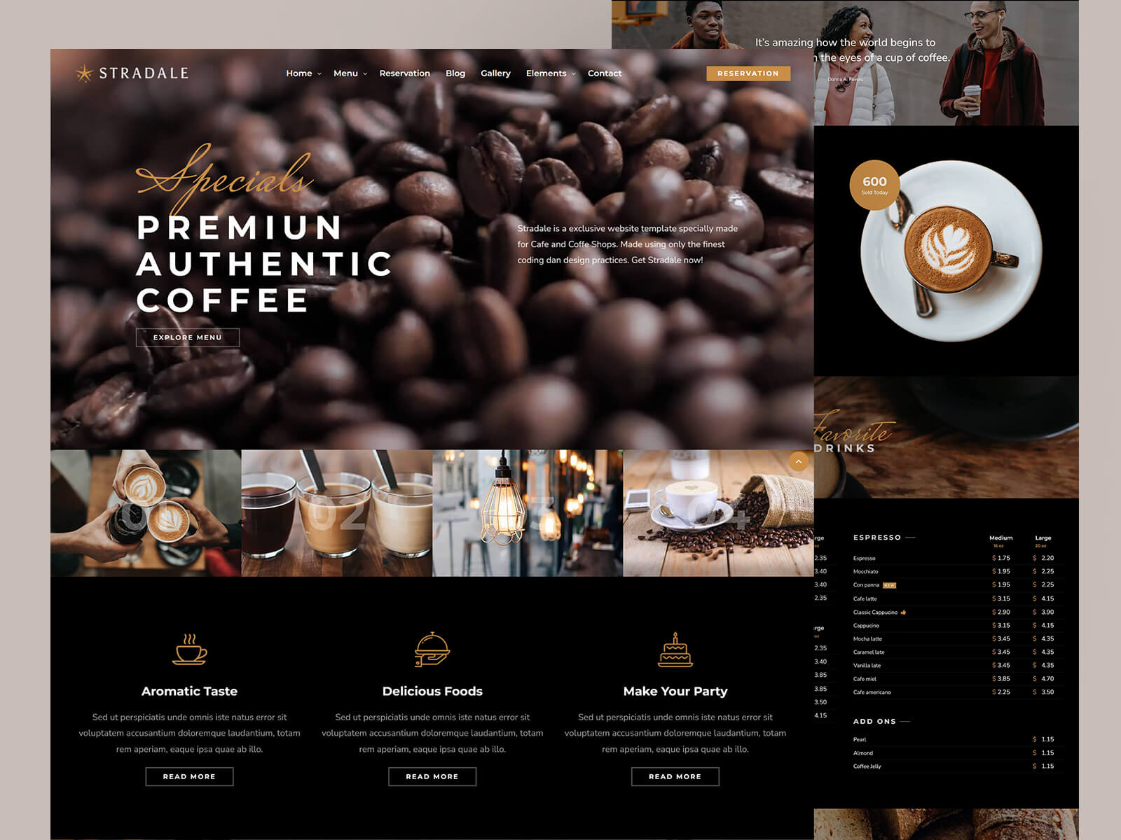 Cafe, Coffee Shop & Restaurant Website Template - Stradale